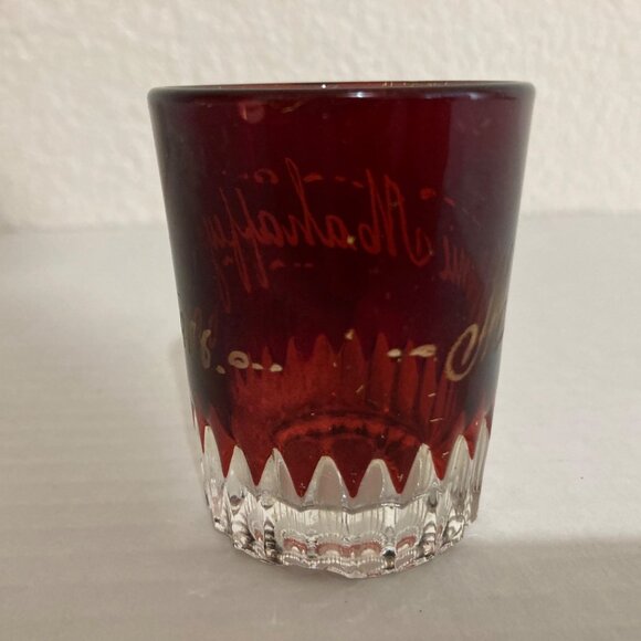Antique Ruby Stained Pattern Glass Toothpick Holder Minnie Mahaffey 1906 - Picture 4 of 6